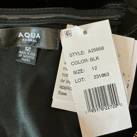 AQUA Velvet Strapless Mini Fit and Flare Cocktail Party Dress Black Size 12 LBD - Picture 8 of 11